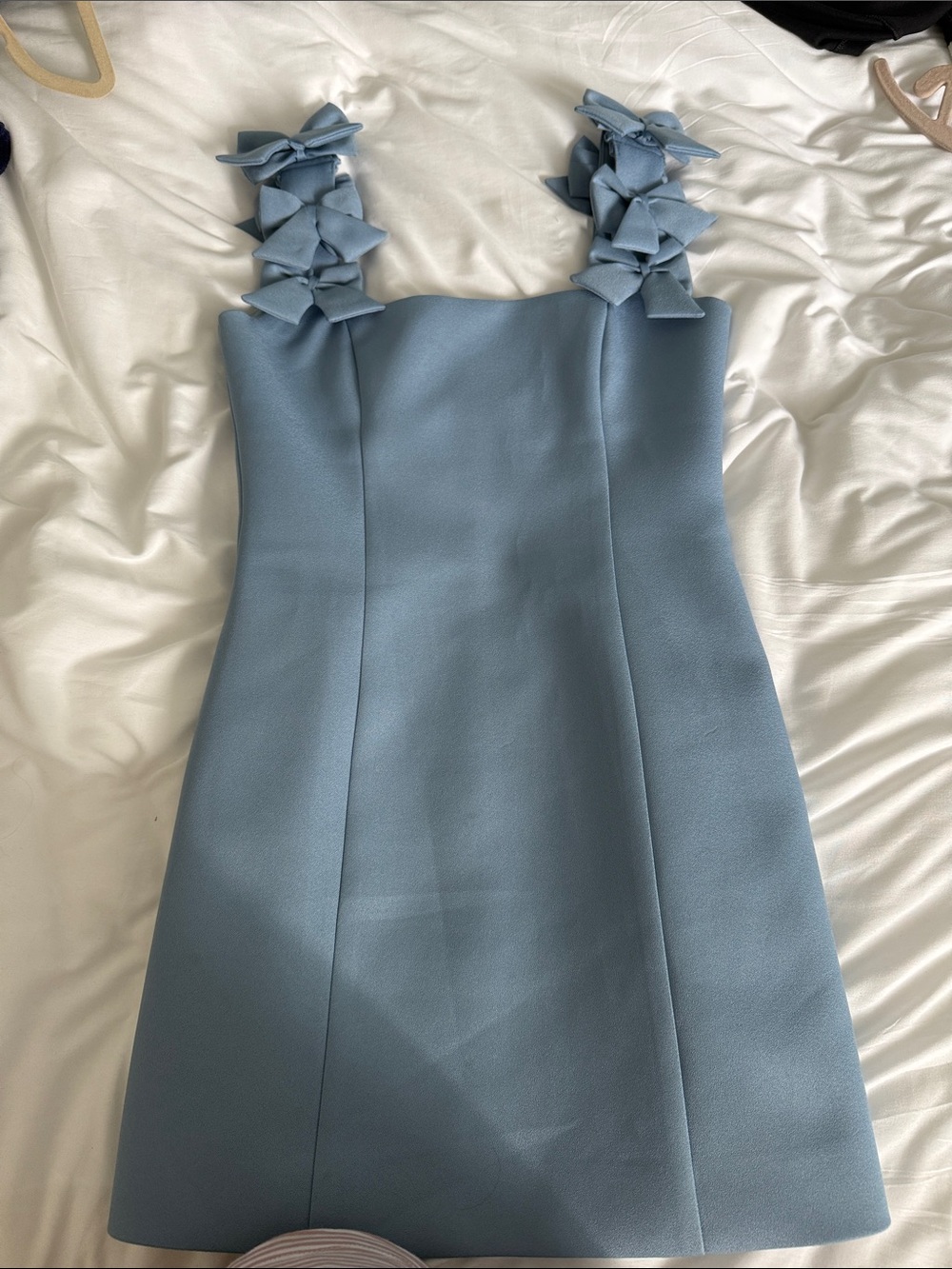 Elliatt Powder Blue Mini Dress with Bow-Strap Detail